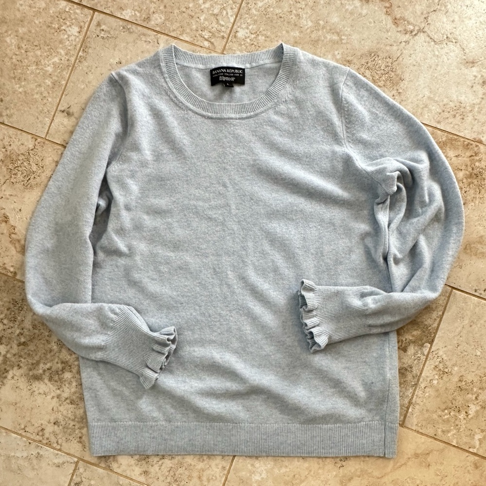 Banana Republic Wool and Cashmere blend. Beautiful soft blue/green color.